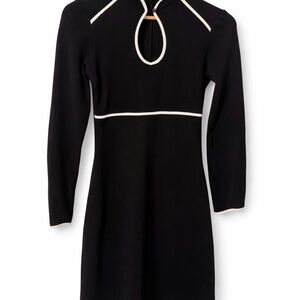 Elegant Black Dress with White Accents